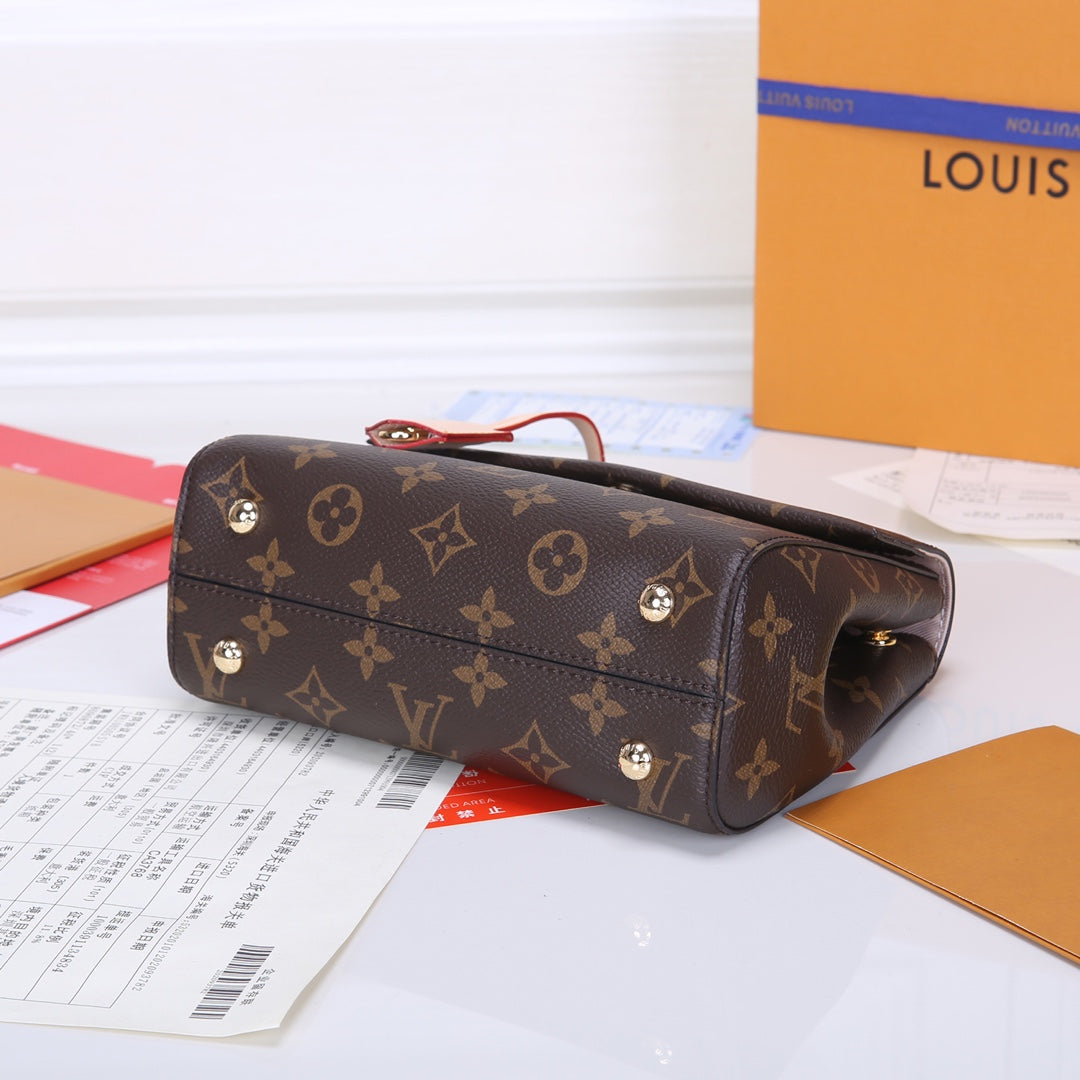 Louis Vuitton Brown Monogram Pattern Top Handle Satchel Bag with Leather Tag