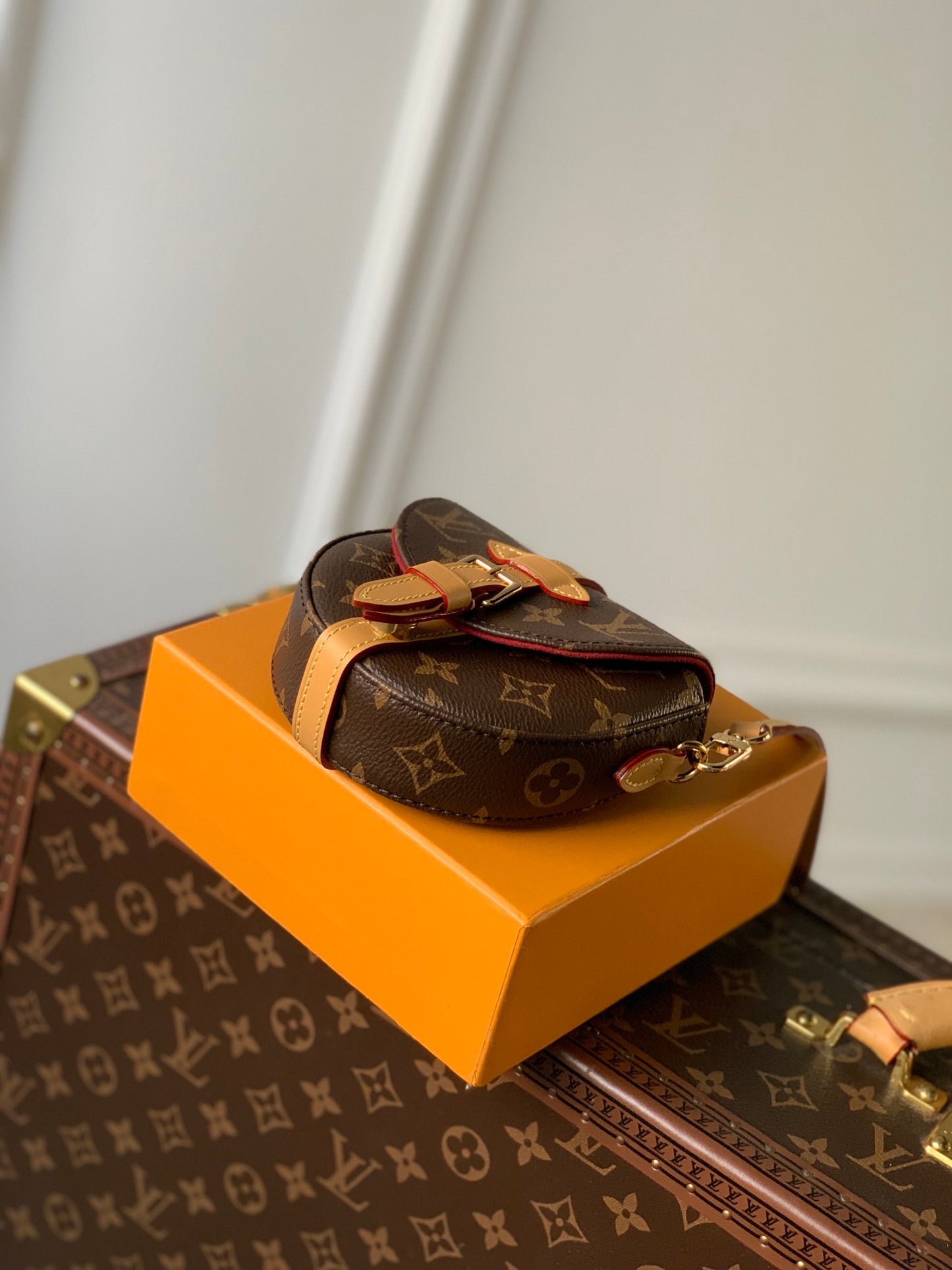 Louis Vuitton Vintage Brown Monogram Saddle Crossbody Bag with Buckle