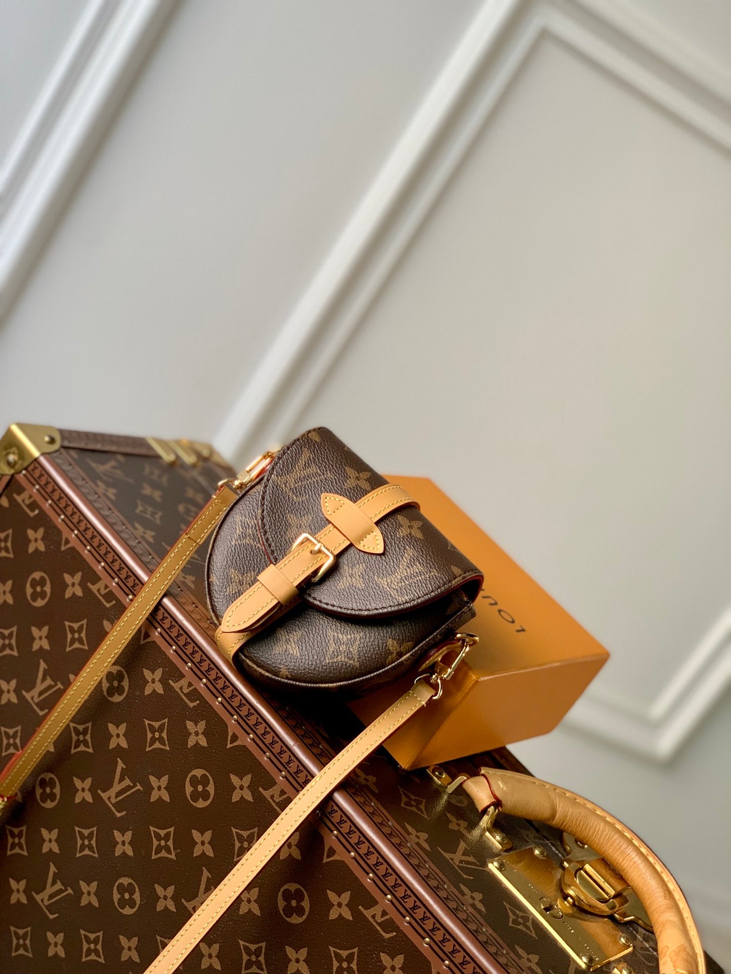 Louis Vuitton Vintage Brown Monogram Saddle Crossbody Bag with Buckle