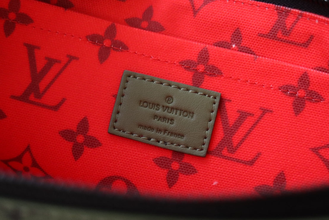 Louis Vuitton Olive Green Monogram Print Canvas Zippered Clutch Pouch
