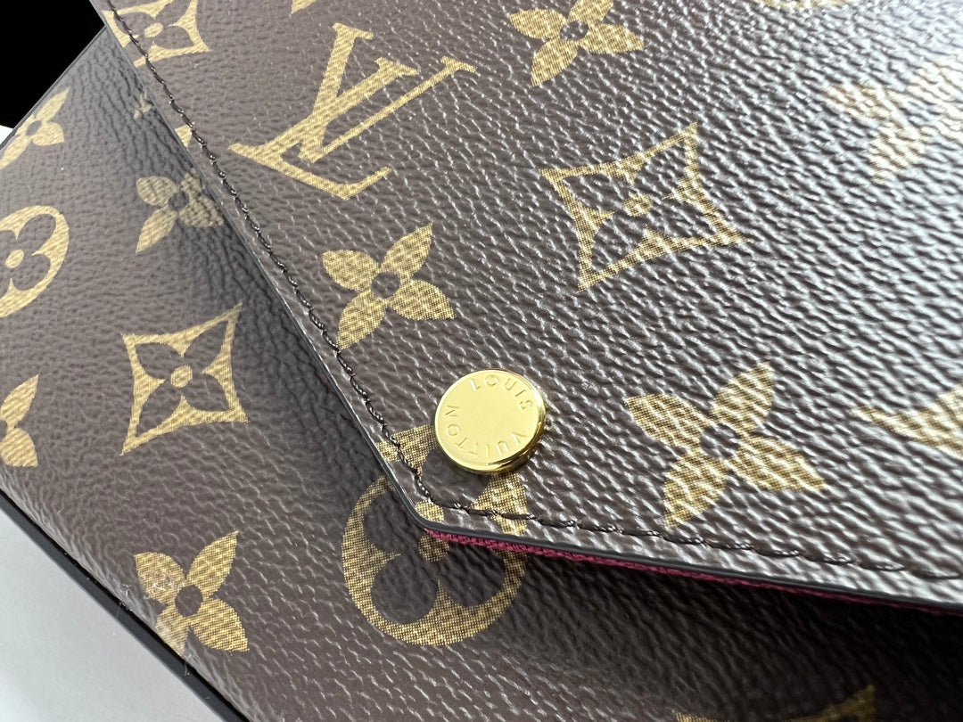 Louis Vuitton Classic Brown Monogram Envelope Clutch Bag with Gold Chain Strap