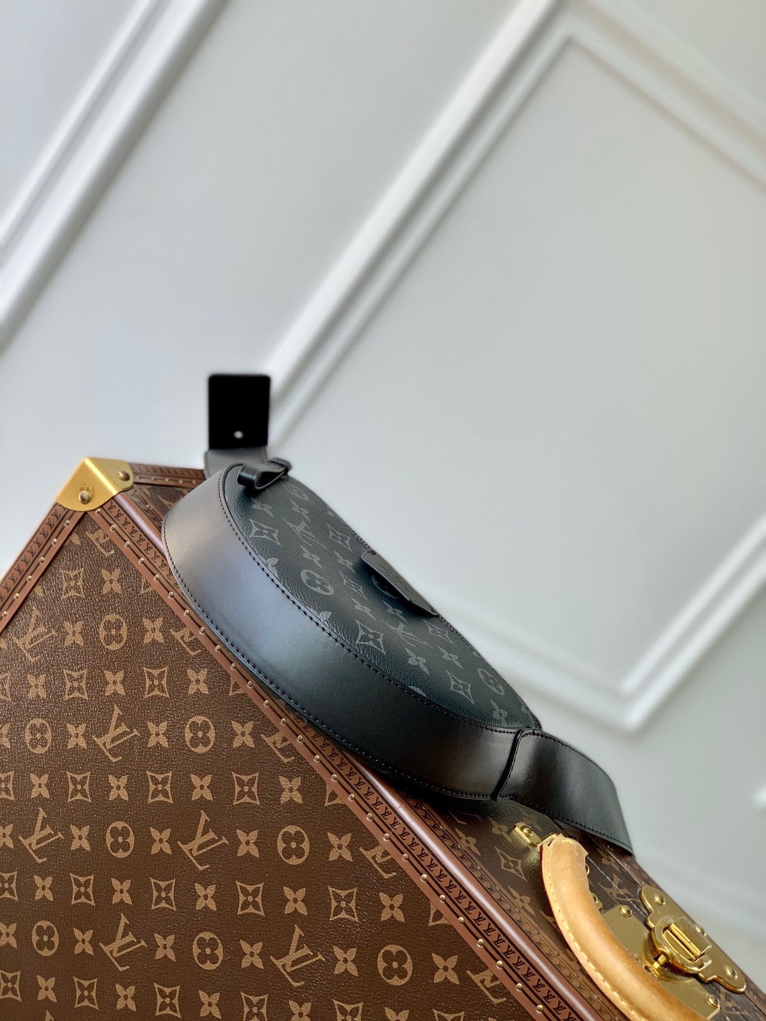 Louis Vuitton Black Monogram Pattern Designer Belt Bag Adjustable Waist Pack
