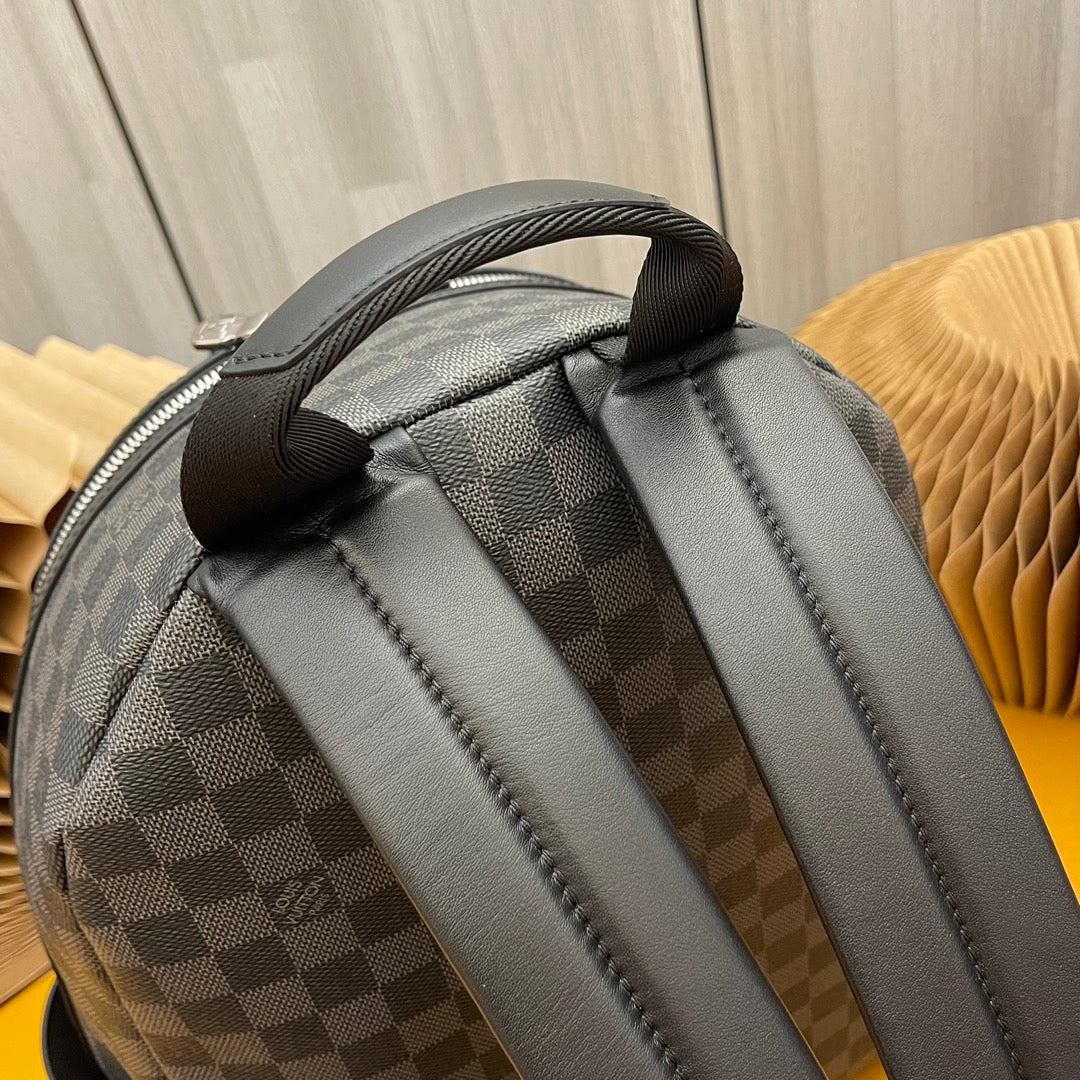 Louis Vuitton Black and Grey Checkerboard Travel Backpack with Zipper Pocket