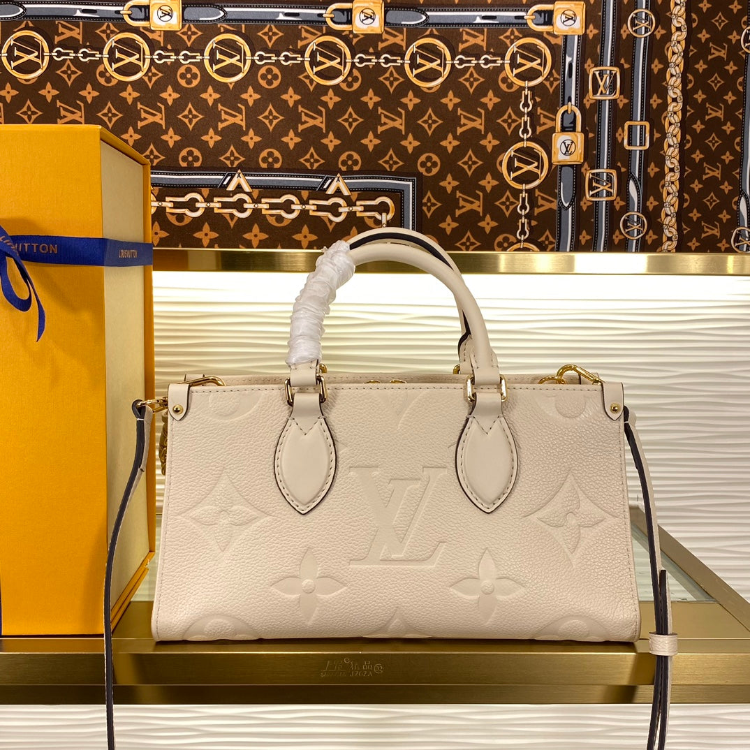 Louis Vuitton Beige Embossed Monogram Leather Top Handle Crossbody Bag