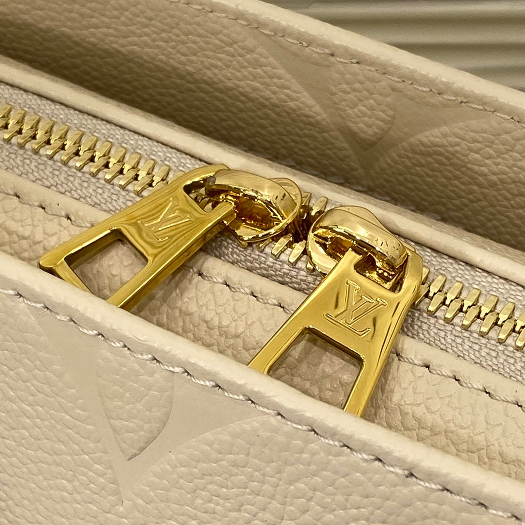 Louis Vuitton Beige Embossed Monogram Leather Top Handle Crossbody Bag