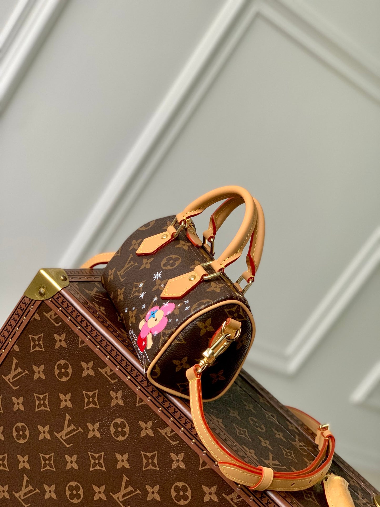 Louis Vuitton Brown Monogram Canvas Mini Duffle Bag with Cartoon Character Print