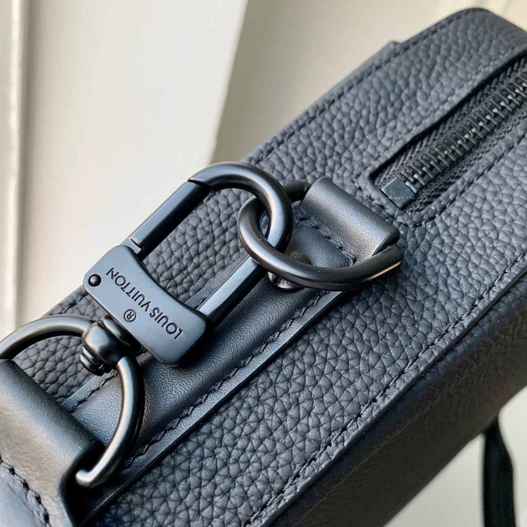 Louis Vuitton Classic Black Laptop Briefcase with Detachable Shoulder Strap