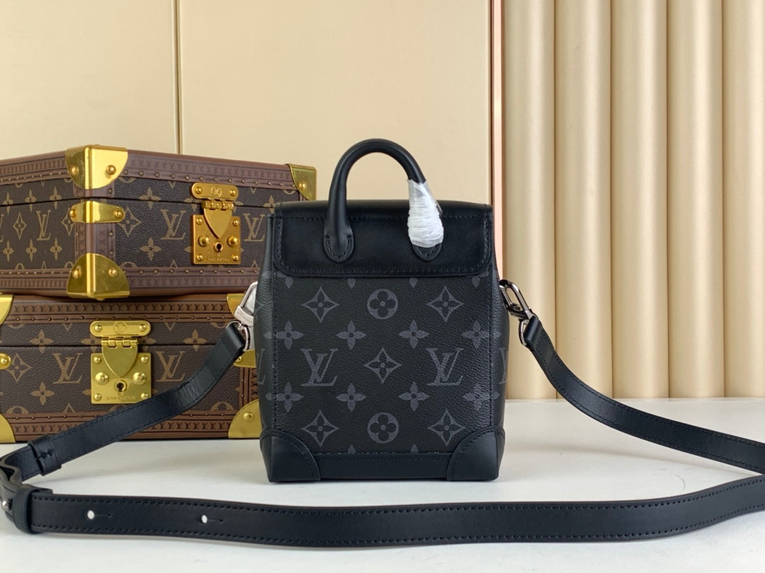 Louis Vuitton Black Monogram Canvas Mini Messenger Bag with Chain and Top Handle