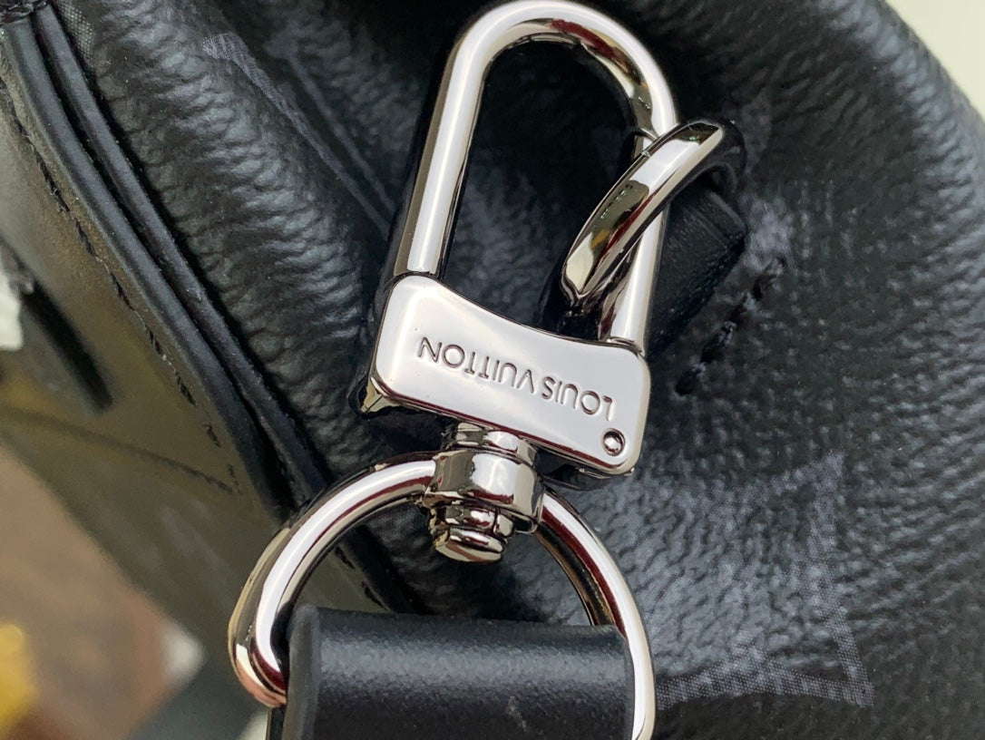 Louis Vuitton Black Monogram Canvas Mini Messenger Bag with Chain and Top Handle
