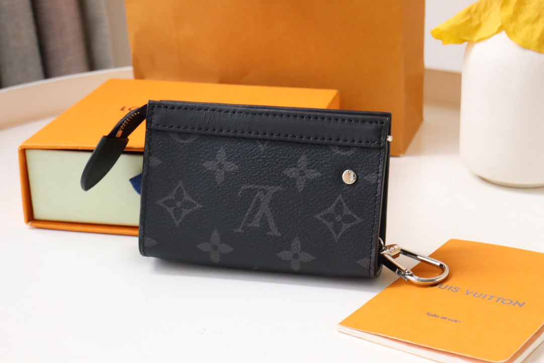 Louis Vuitton Black Embossed Pattern Leather Zip Around Wallet Clutch