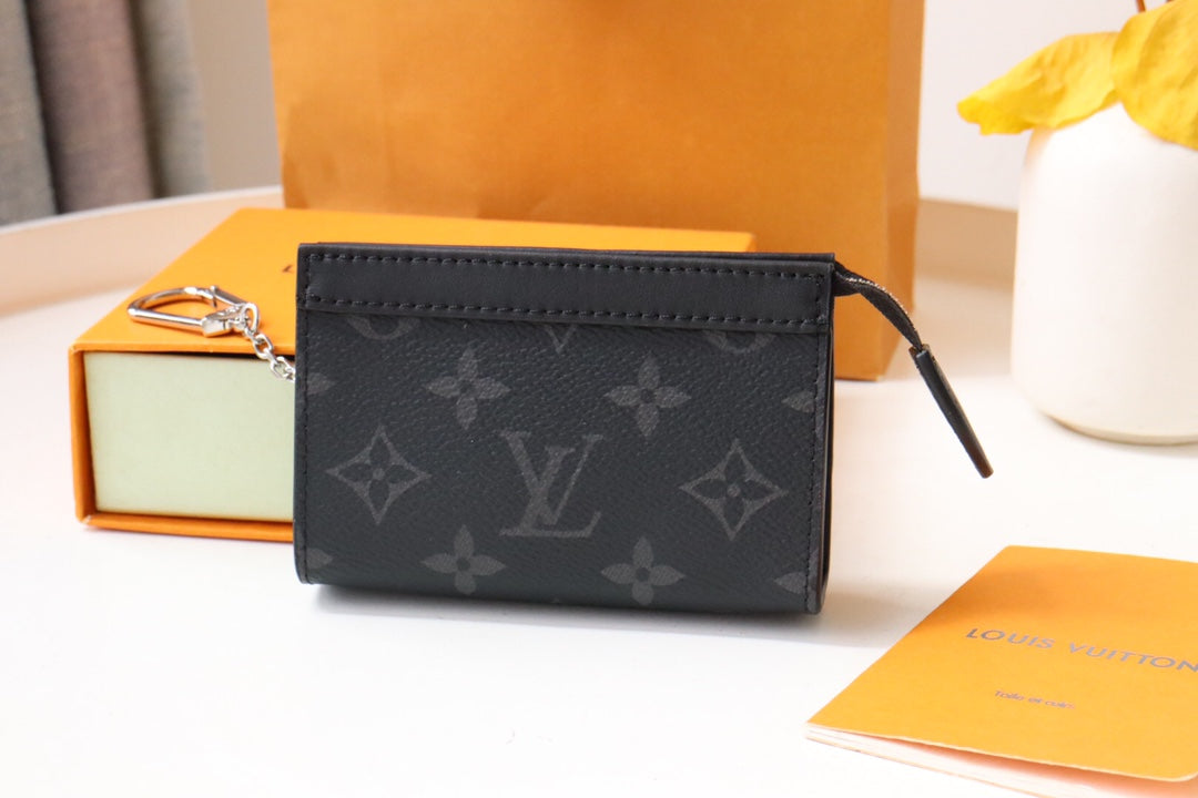 Louis Vuitton Black Embossed Pattern Leather Zip Around Wallet Clutch
