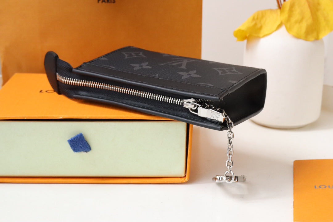 Louis Vuitton Black Embossed Pattern Leather Zip Around Wallet Clutch