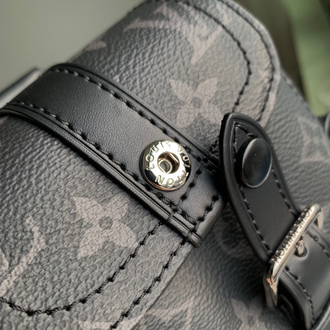 Louis Vuitton Black Monogram Canvas Mini Crossbody Bag with Wide Strap