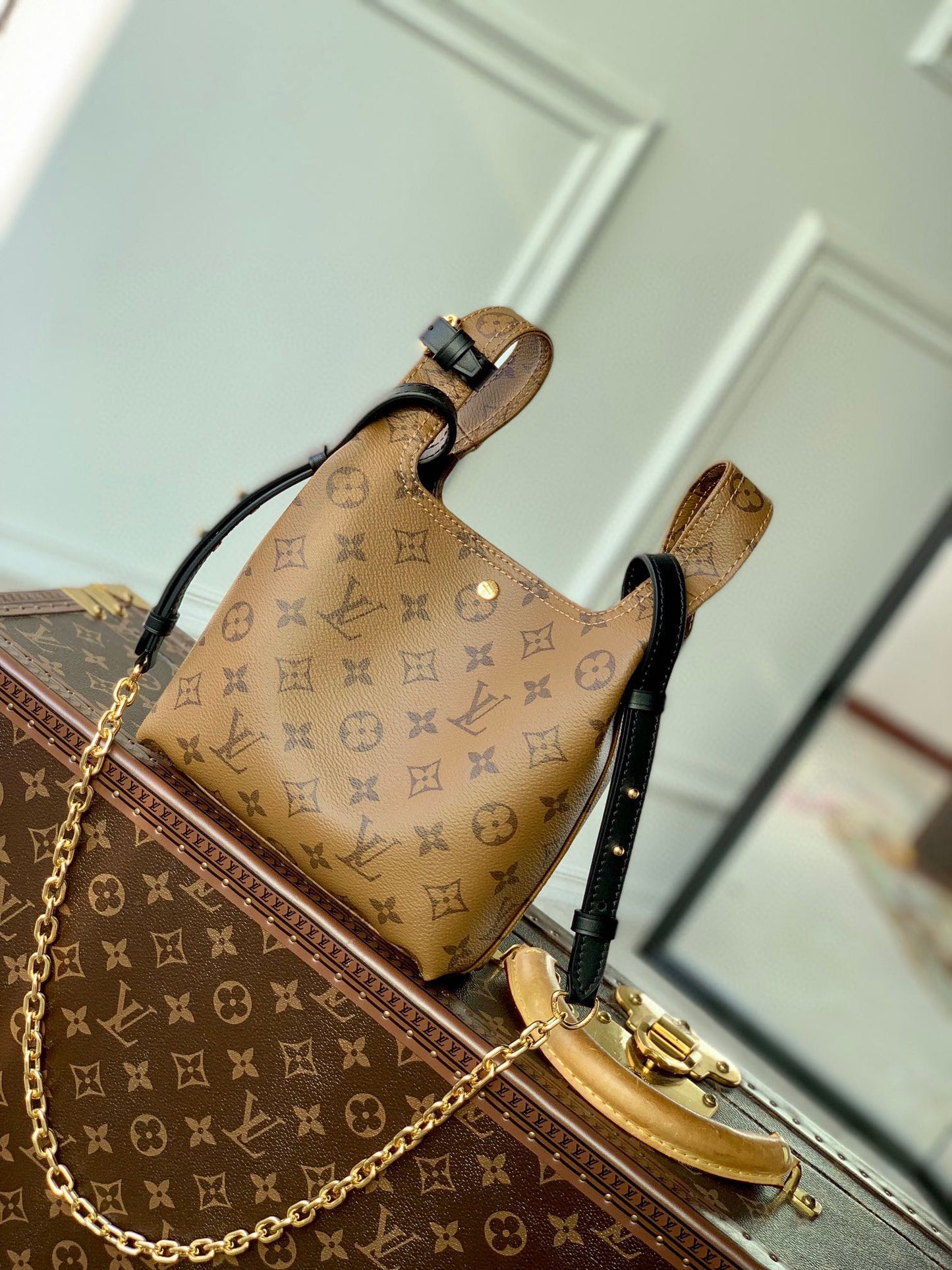Louis Vuitton Brown Monogram Asymmetric Triangle Top Handle Leather Bag
