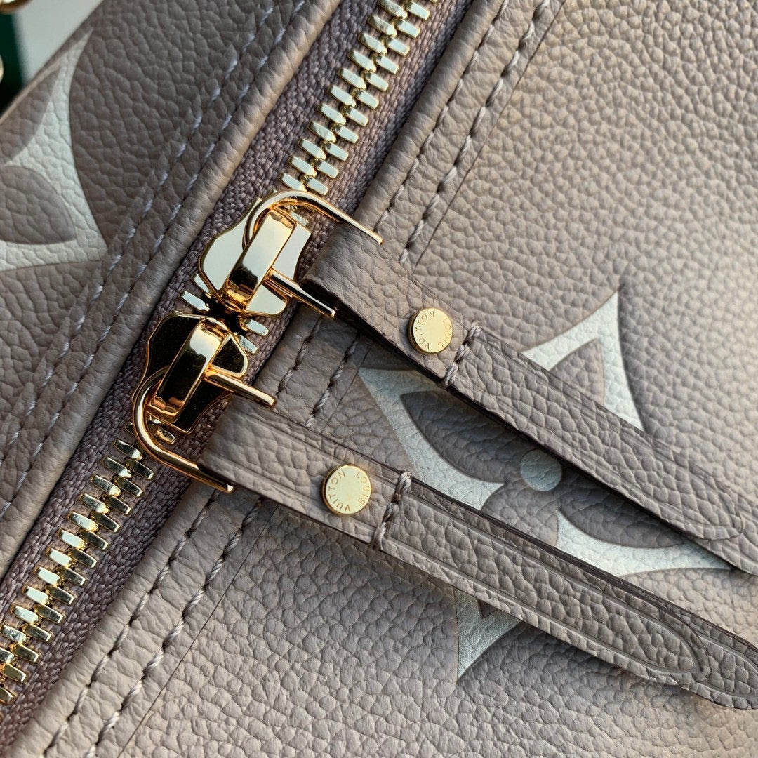 Louis Vuitton Elegant Monogram Print Taupe Leather Crescent Shoulder Bag