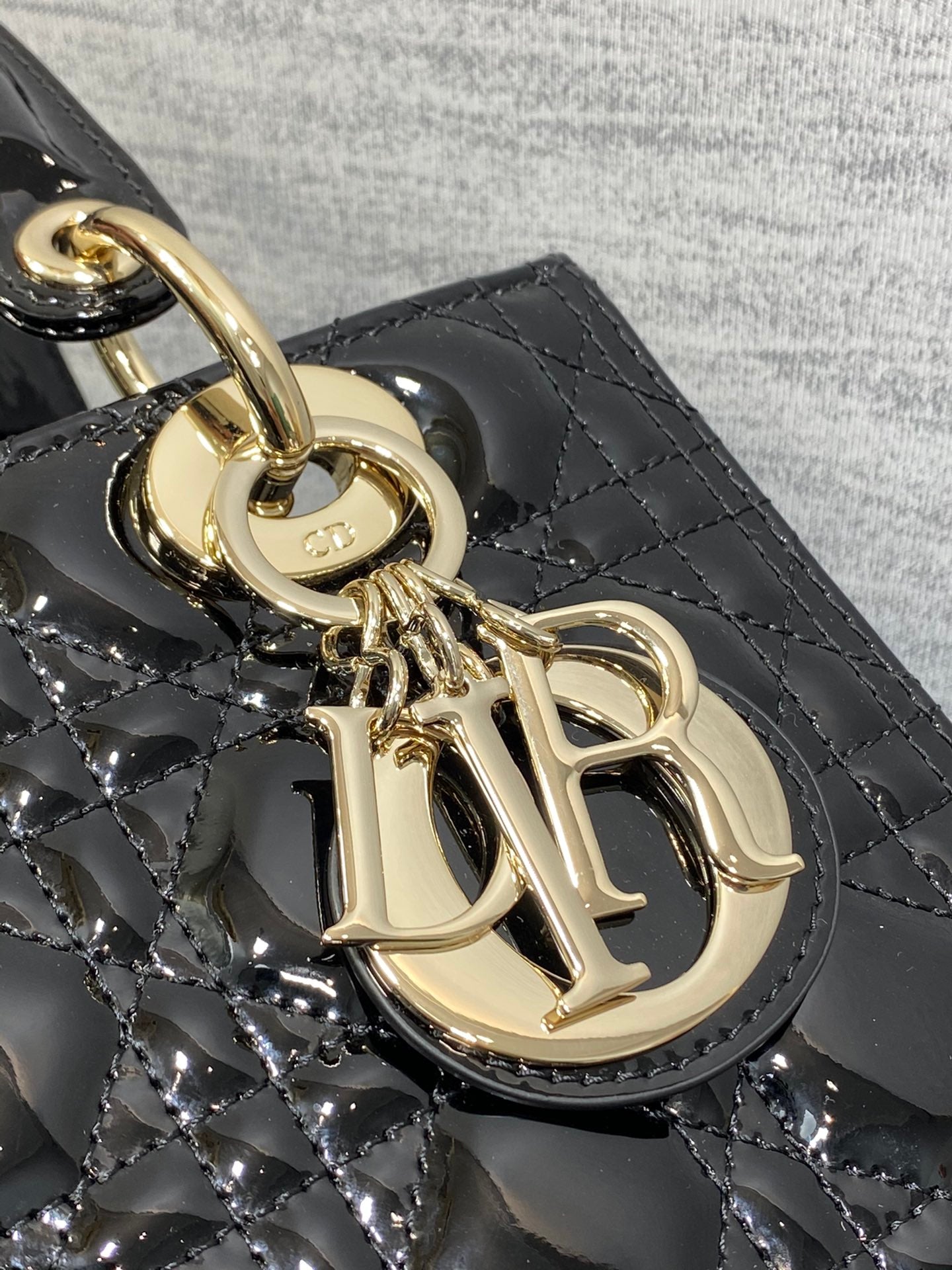 Dior Classic Black Patent Leather Quilted Mini Crossbody Handbag
