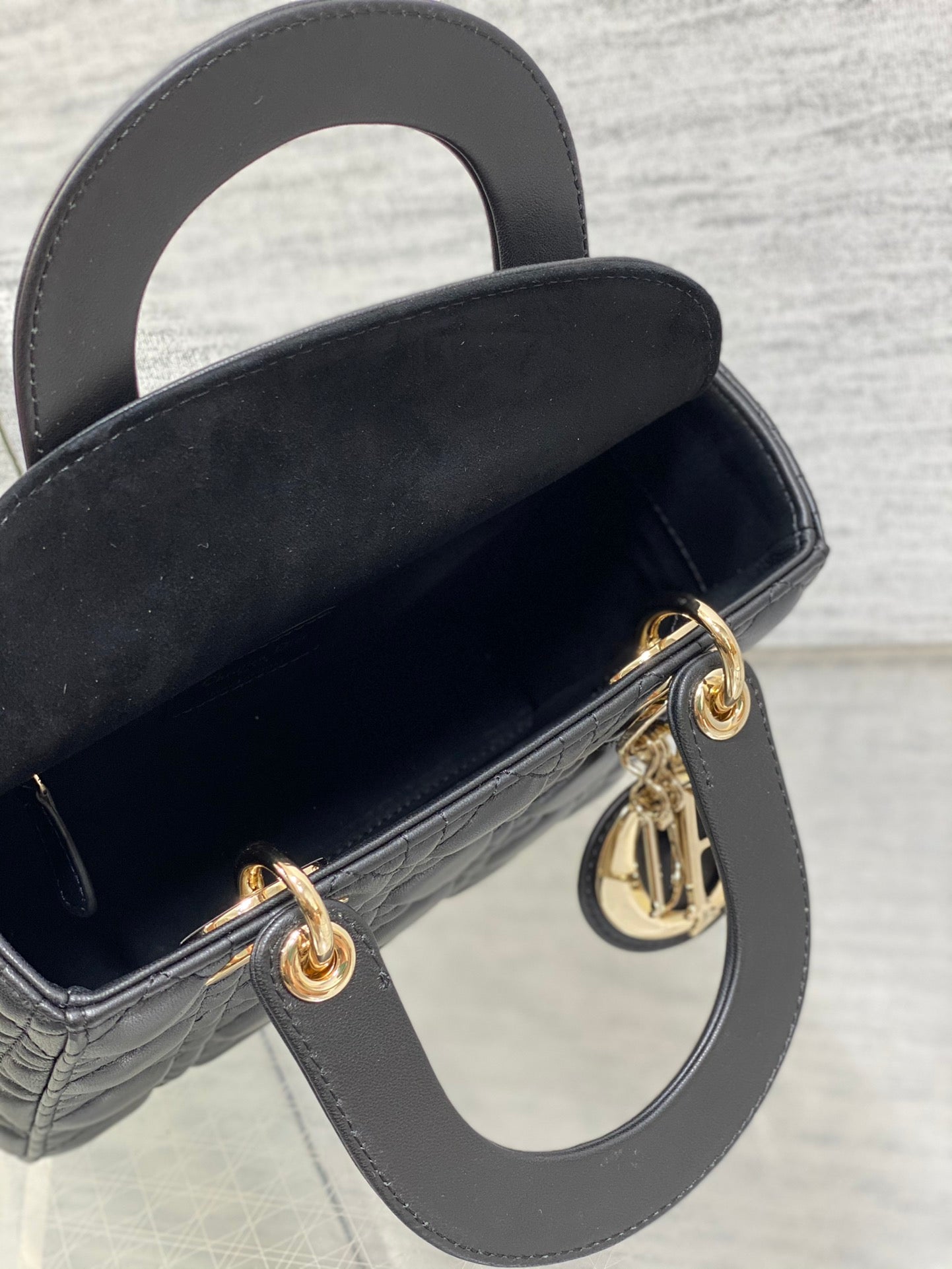Lady Dior My ABCDior Bag - Black Cannage Lambskin with Pale Gold Hardware