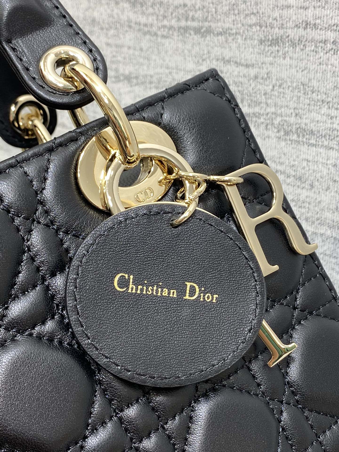 Dior Black Quilted Leather Top Handle Bag with Crossbody Strap