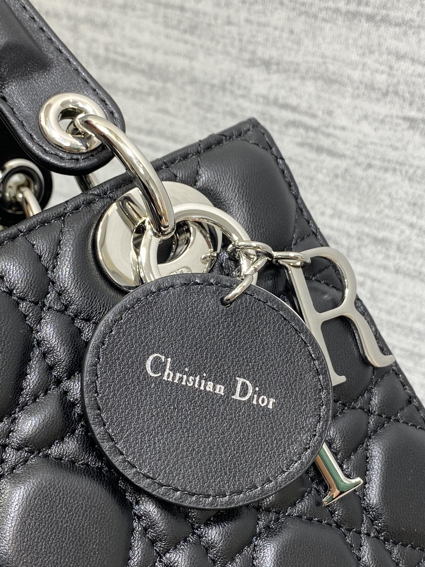 Dior Classic Black Quilted Leather Handbag with Top Handle and Strap