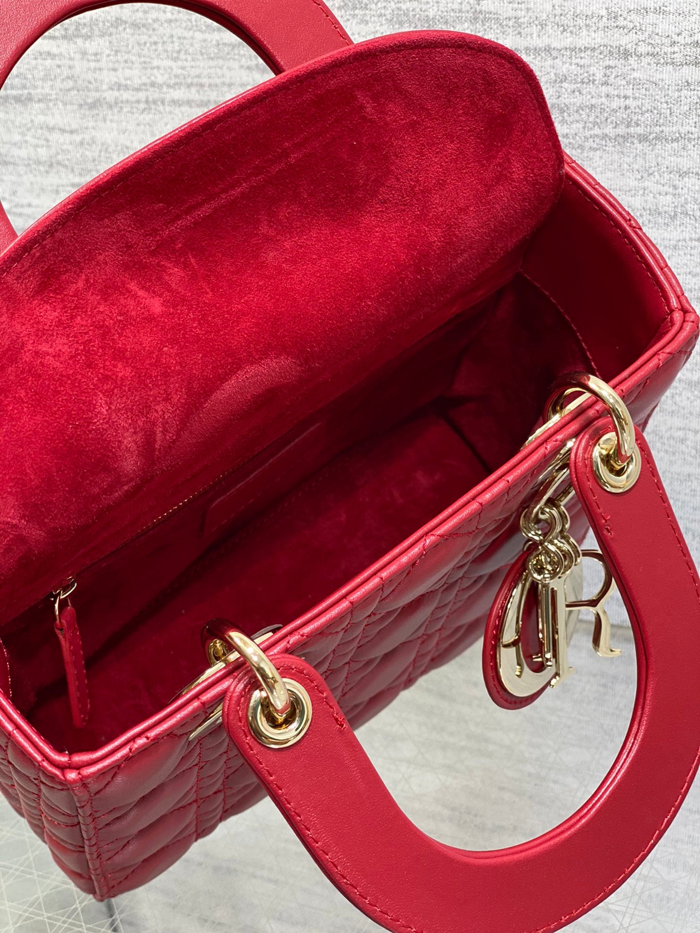 Christian Dior Small Lady Dior My ABCDior Bag - Red Cannage Lambskin