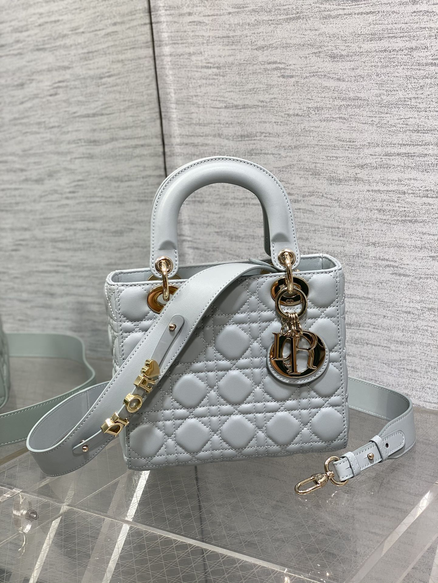 Dior Small Lady Dior My ABCDior Bag Cloud Blue Cannage Lambskin