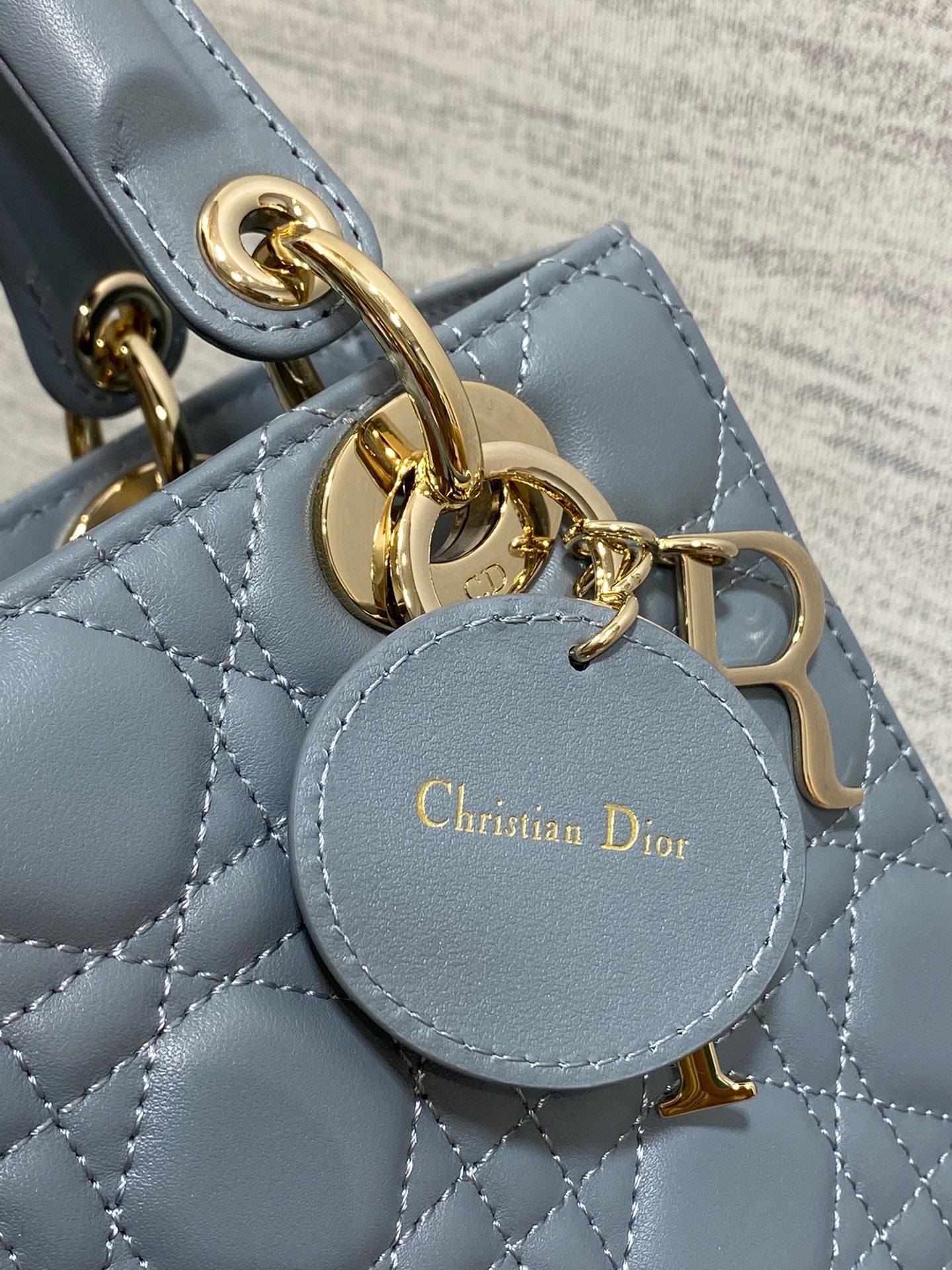 Christian Dior Small Lady Dior Bag in Cloud Blue Cannage Lambskin
