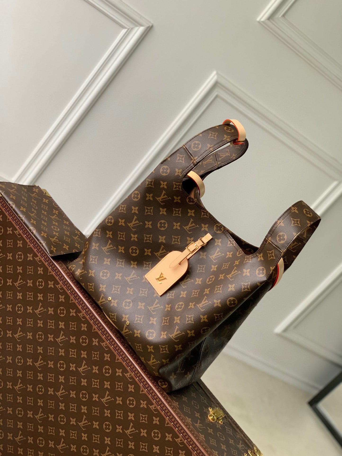 Louis Vuitton Brown Monogram Asymmetric Canvas Triangle Hobo Bag