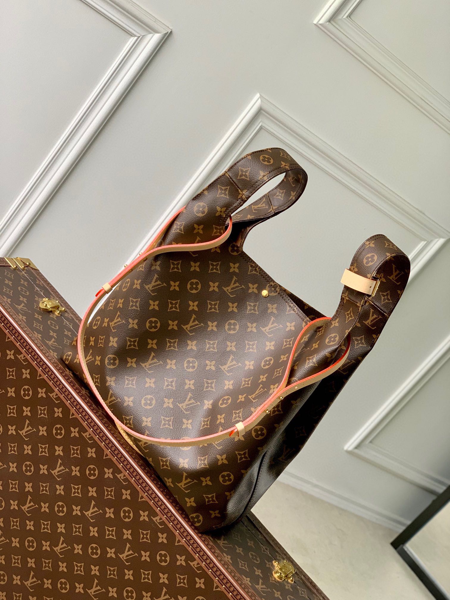 Louis Vuitton Brown Monogram Asymmetric Canvas Triangle Hobo Bag