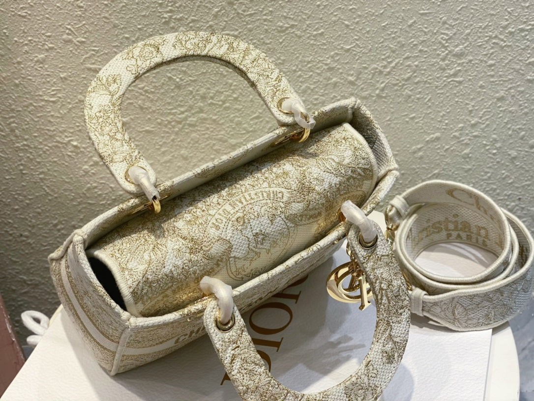 Dior Floral Embroidered Top Handle Crossbody Bag in Sage Green
