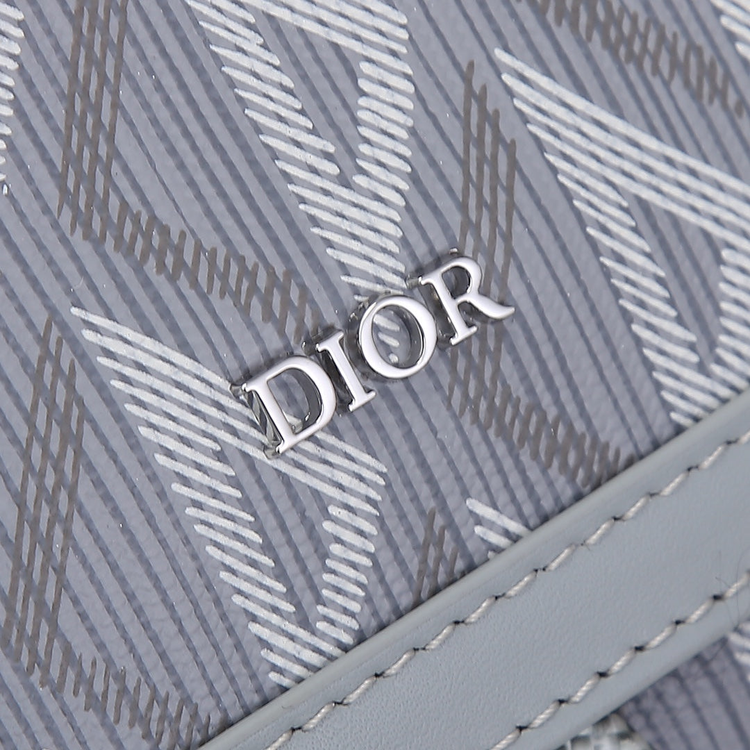 Dior Grey Geometric Diamond Pattern Drawstring Travel Backpack
