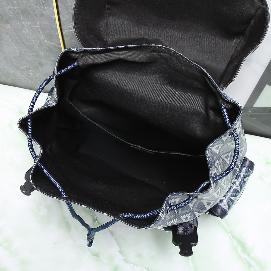 Dior Modern Geometric Pattern Backpack with Buckle Straps and Drawstring