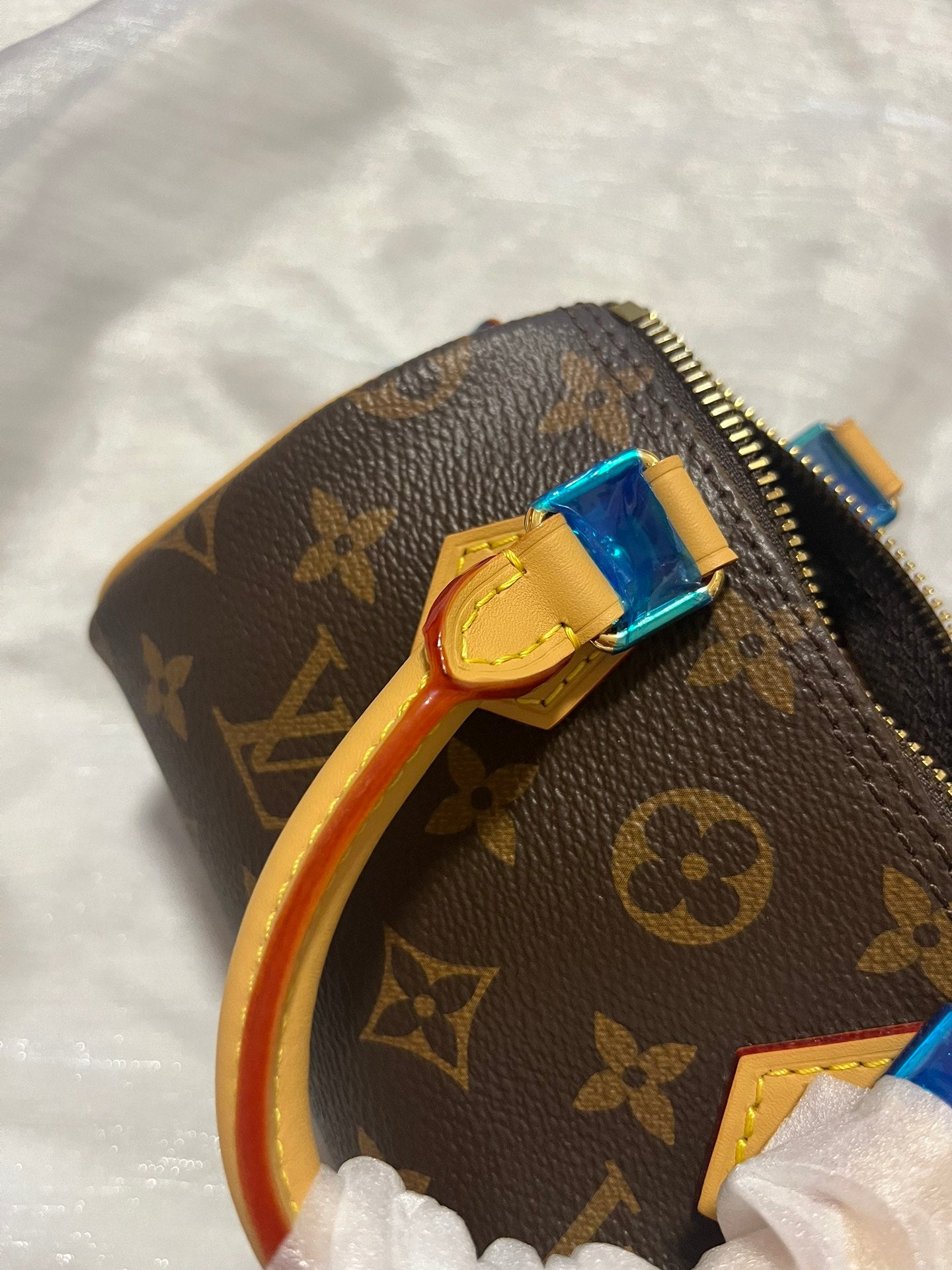 Louis Vuitton Classic Monogram Mini Crossbody Duffle Bag with Leather Trim