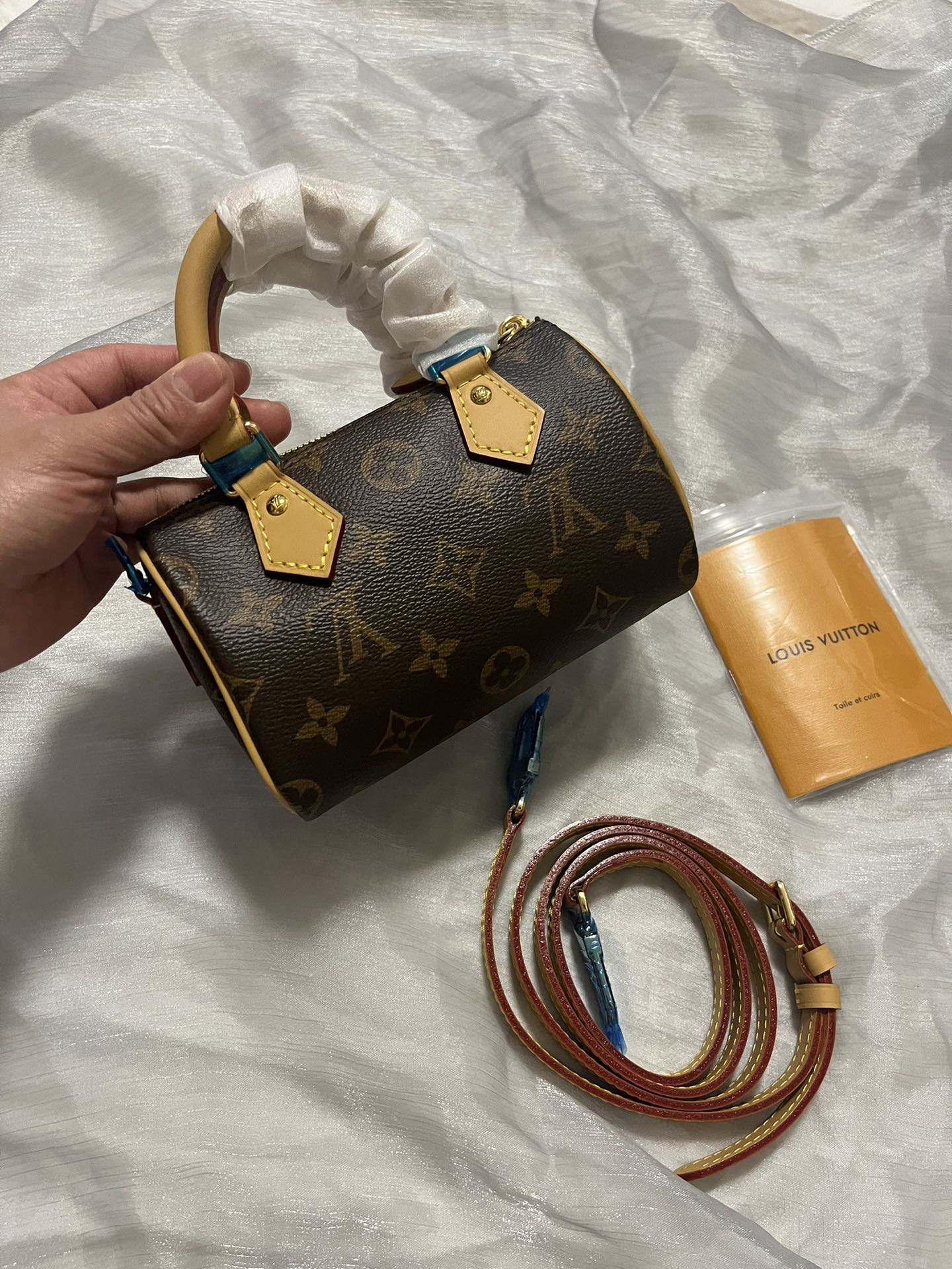 Louis Vuitton Classic Monogram Mini Crossbody Duffle Bag with Leather Trim