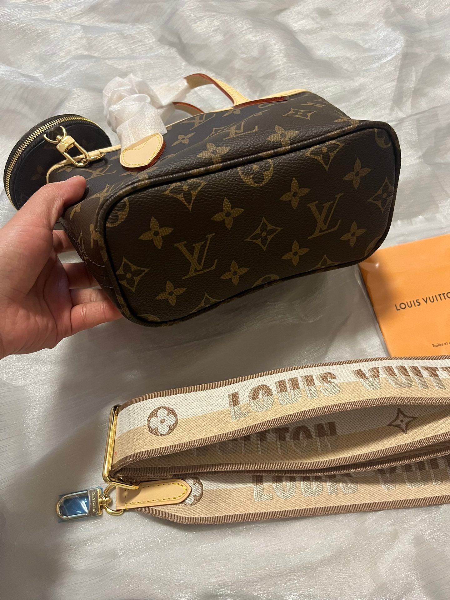 Louis Vuitton Brown Monogram Canvas Mini Handbag with Shoulder Strap and Coin Pouch