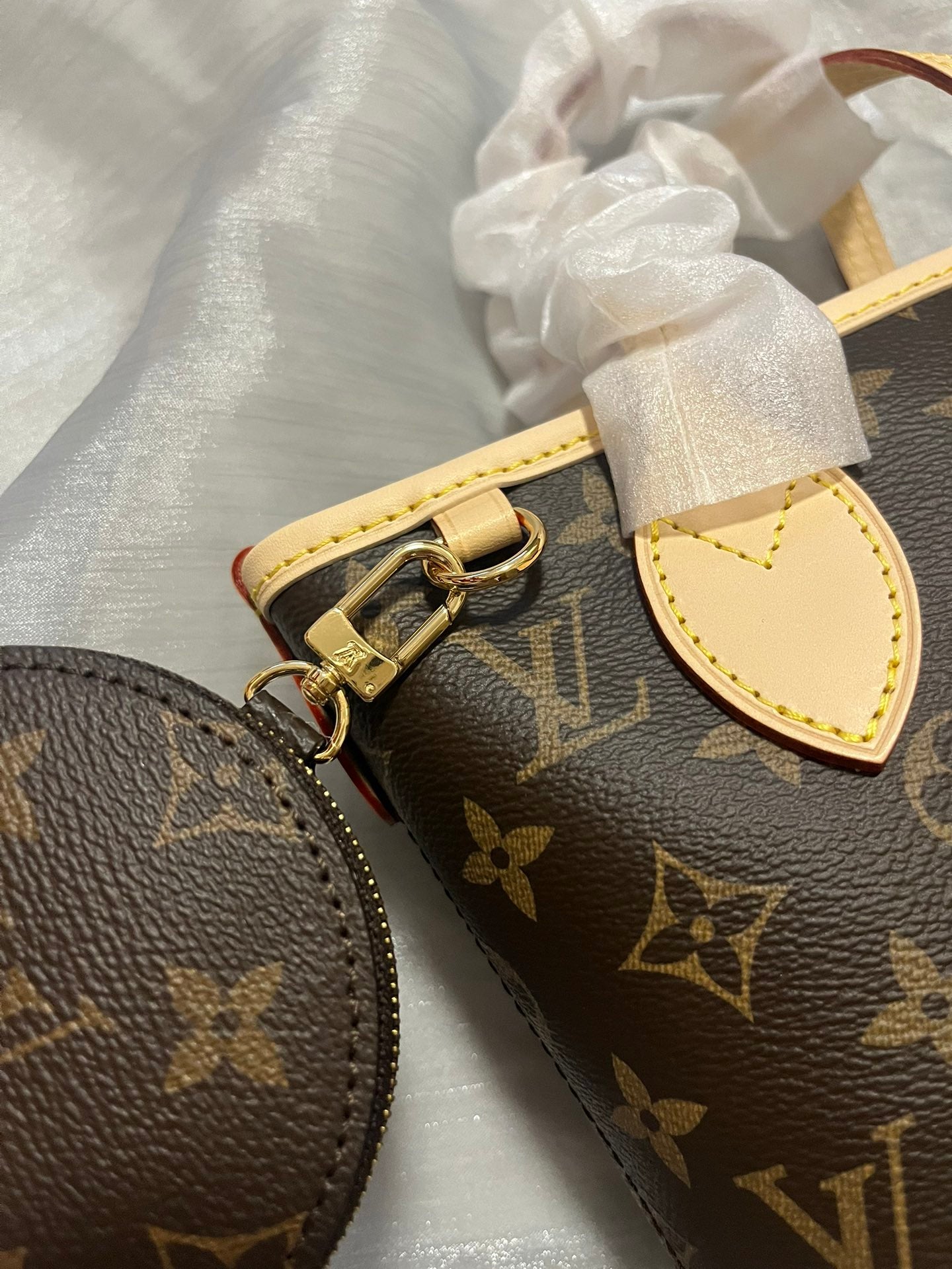 Louis Vuitton Brown Monogram Canvas Mini Handbag with Shoulder Strap and Coin Pouch