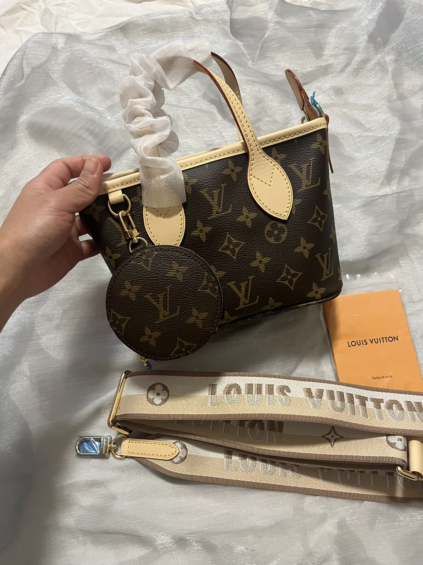 Louis Vuitton Brown Monogram Canvas Mini Handbag with Shoulder Strap and Coin Pouch