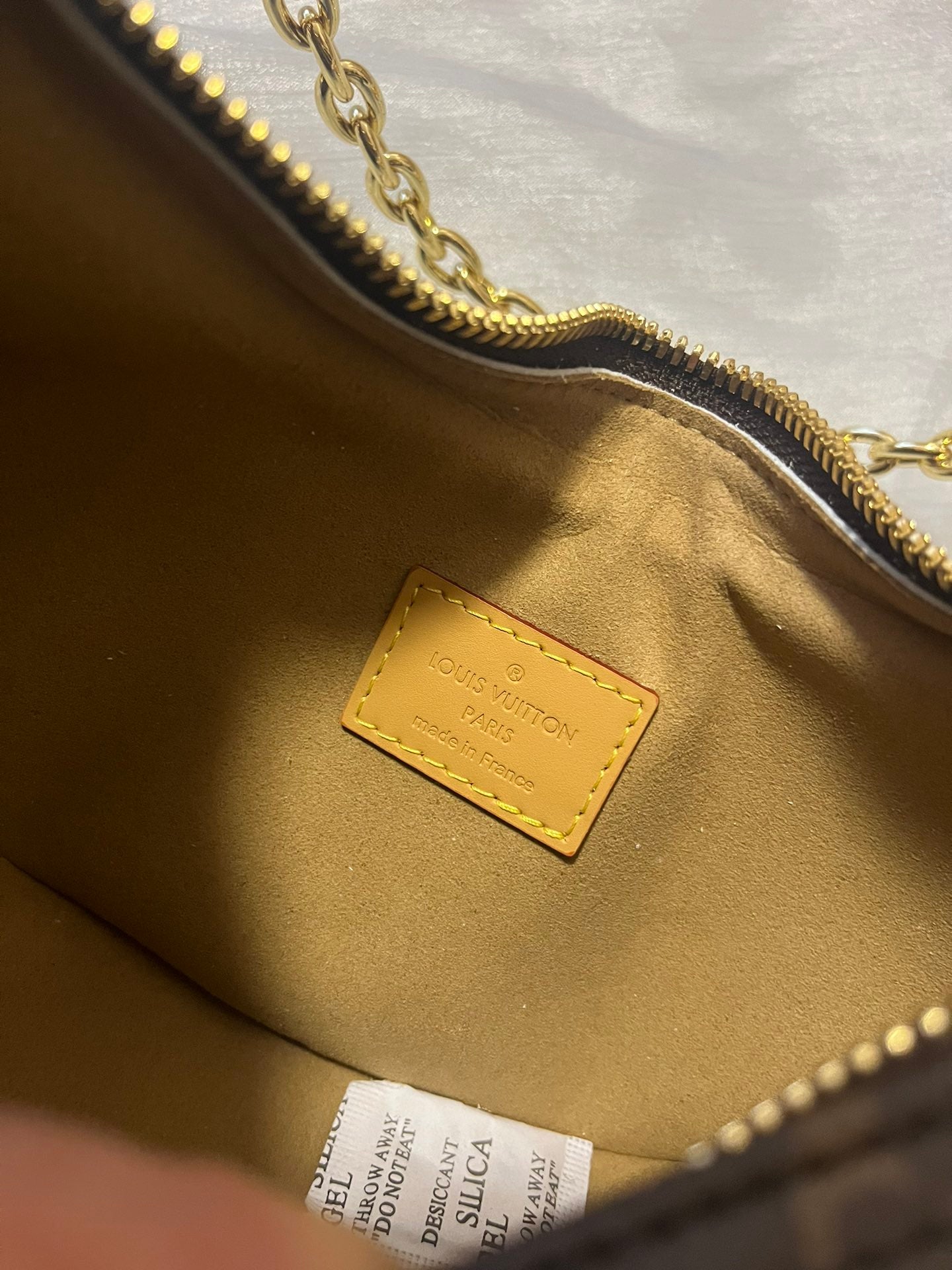 Louis Vuitton Vintage Brown Monogram Crescent Hobo Bag with Gold Chain