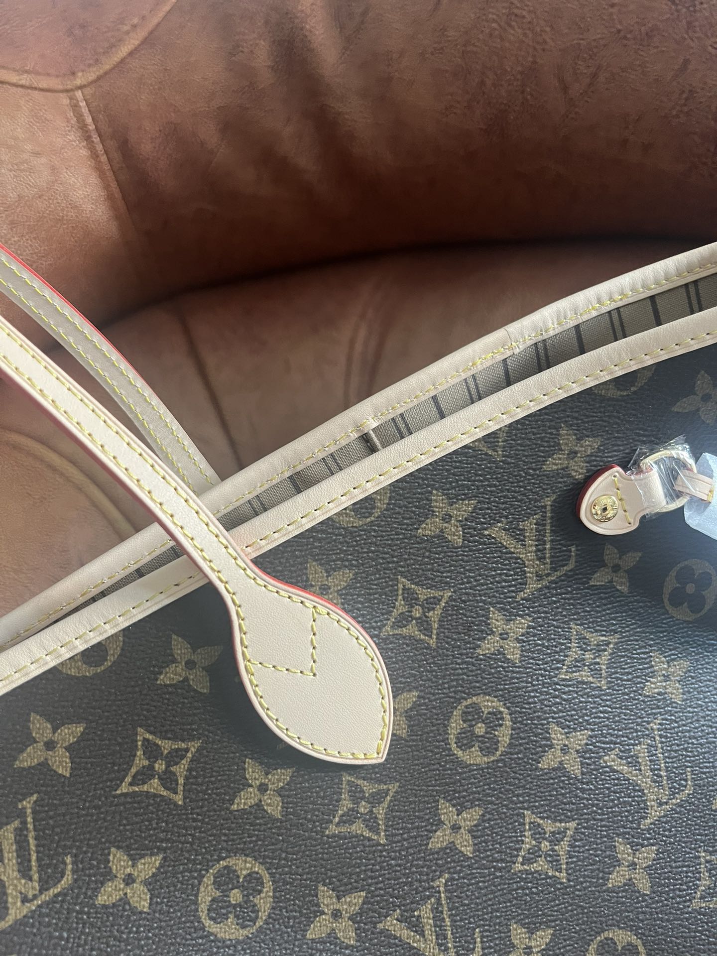 Louis Vuitton Brown Monogram Print Canvas Shoulder Tote Bag with Leather Straps