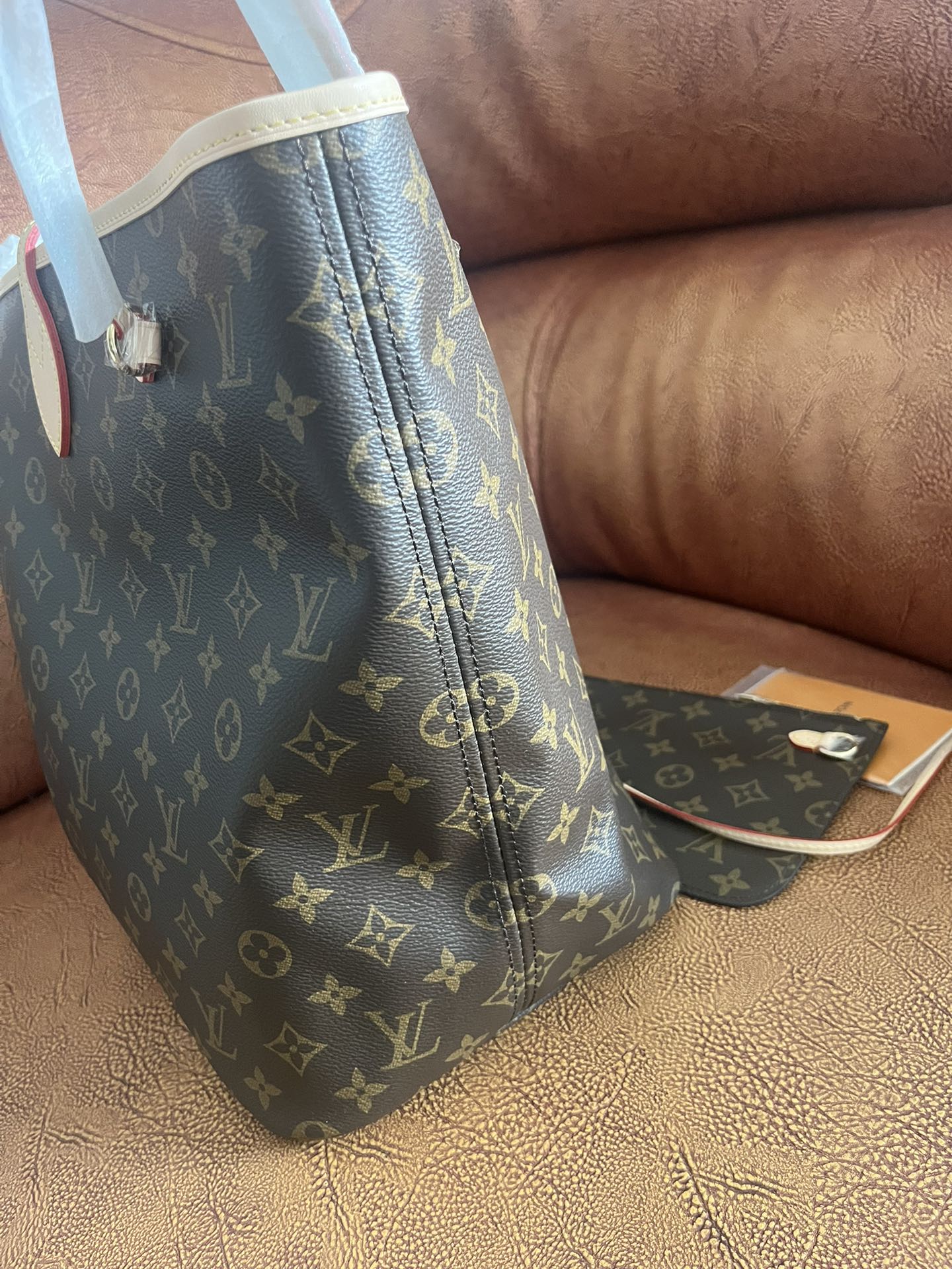 Louis Vuitton Brown Monogram Print Canvas Shoulder Tote Bag with Leather Straps