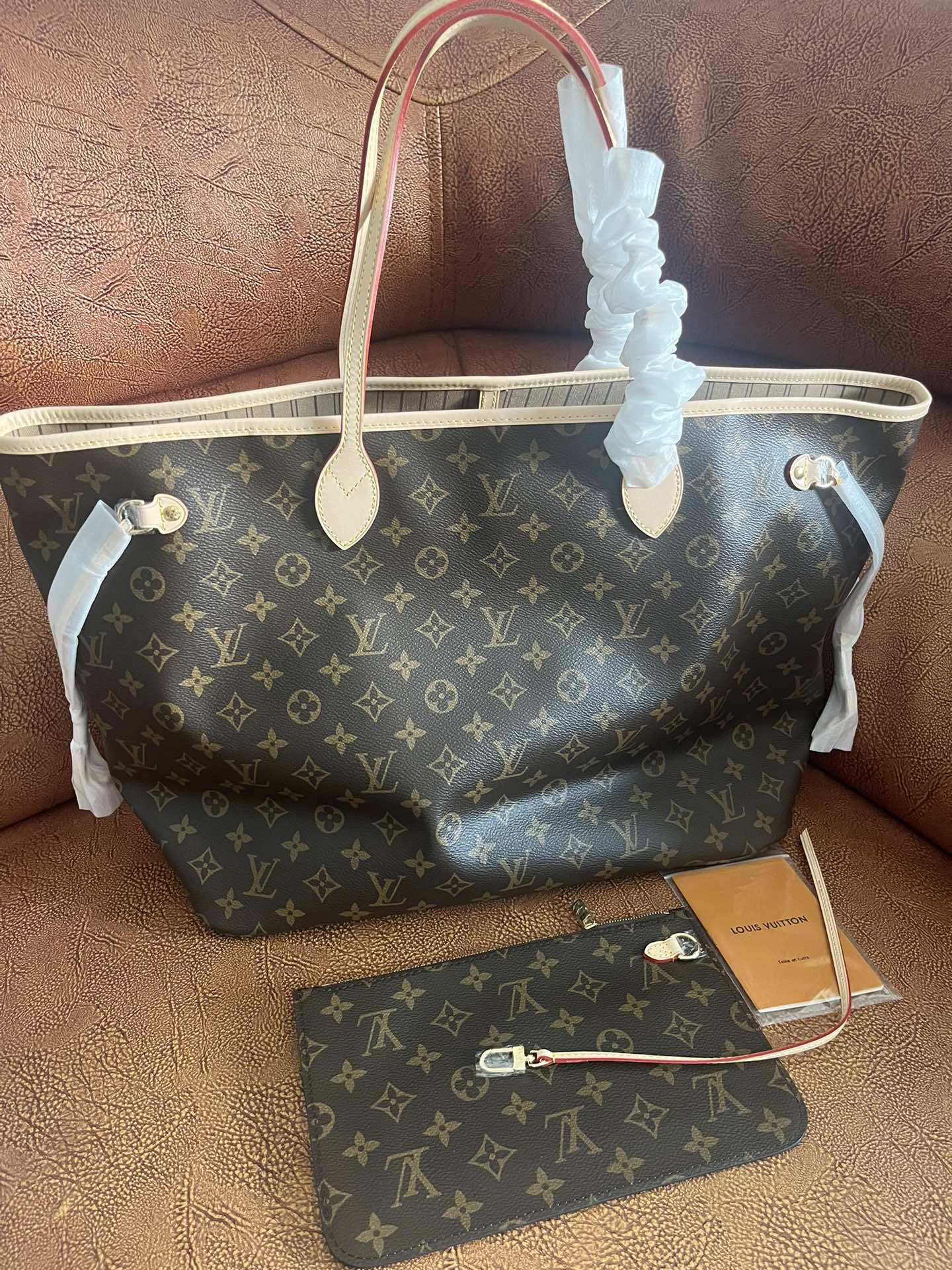 Louis Vuitton Brown Monogram Print Canvas Shoulder Tote Bag with Leather Straps