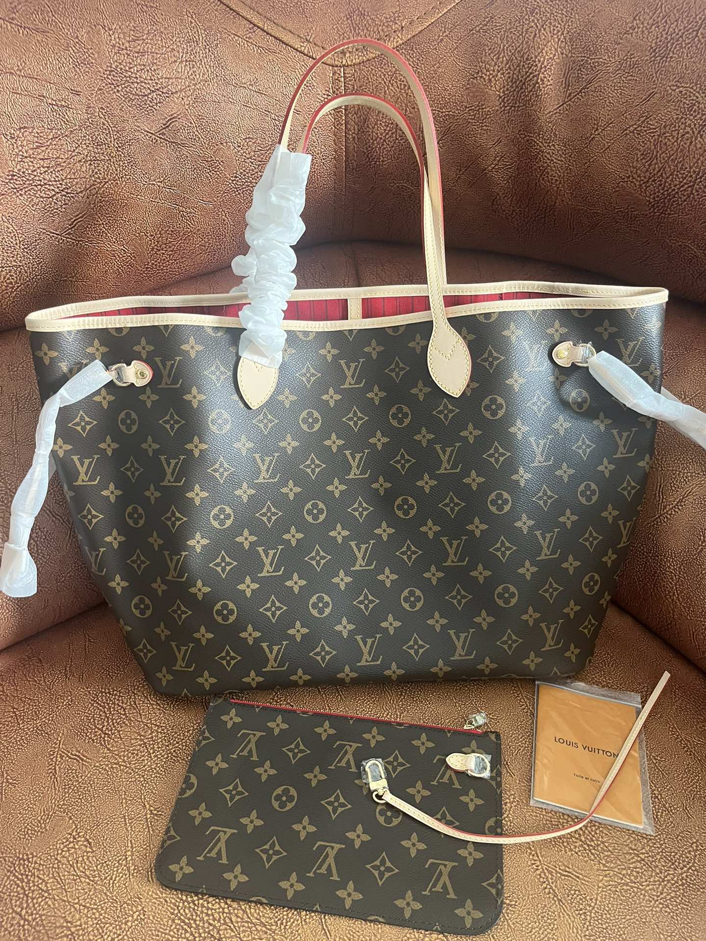 Louis Vuitton Classic Monogram Print Canvas Tote Bag with Leather Straps