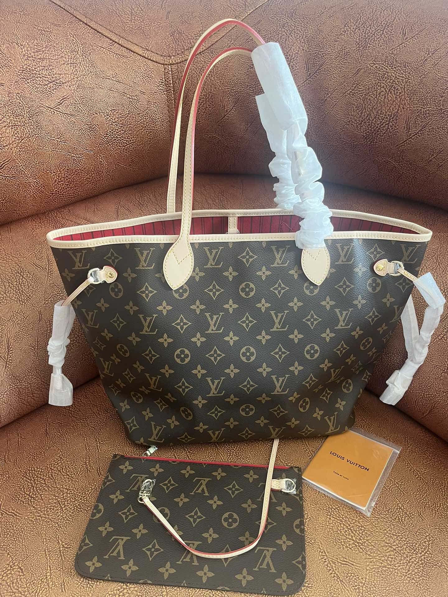 Louis Vuitton Brown Monogram Canvas Shoulder Tote Bag with Removable Pouch