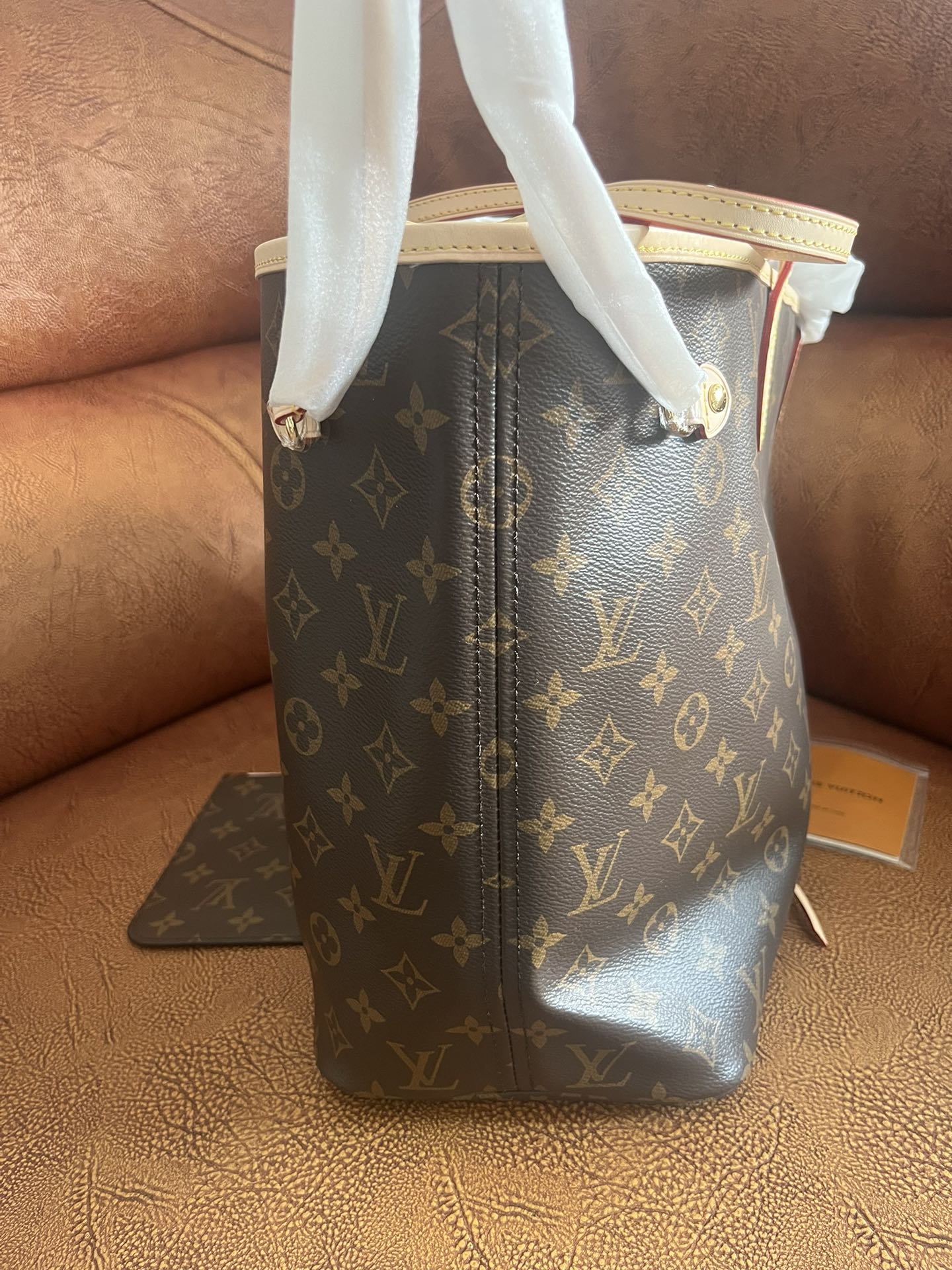 Louis Vuitton Classic Brown Monogram Print Tote Bag with Matching Pouch