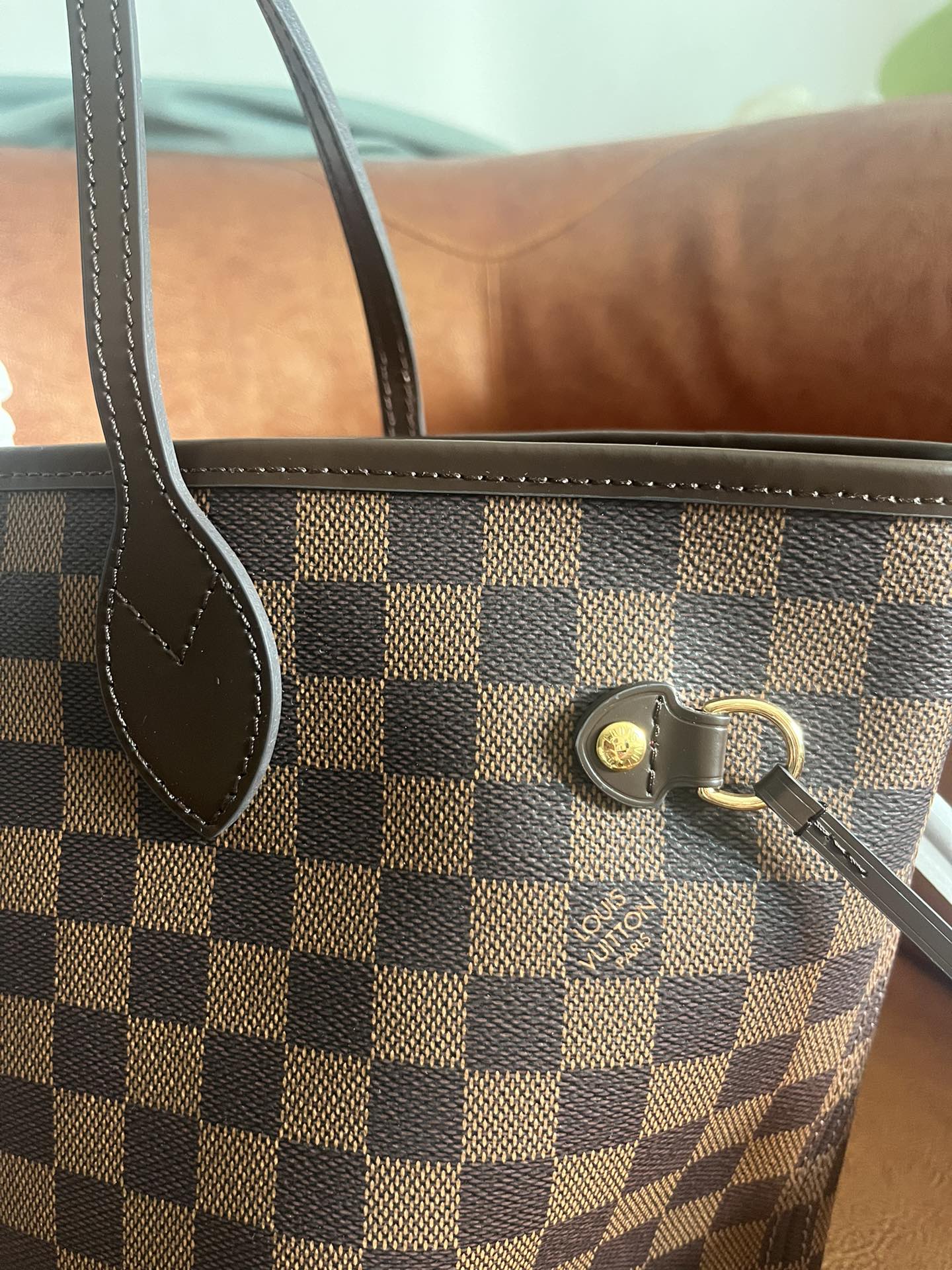 Louis Vuitton Classic Brown Checkered Tote Bag Shoulder Handbag for Women