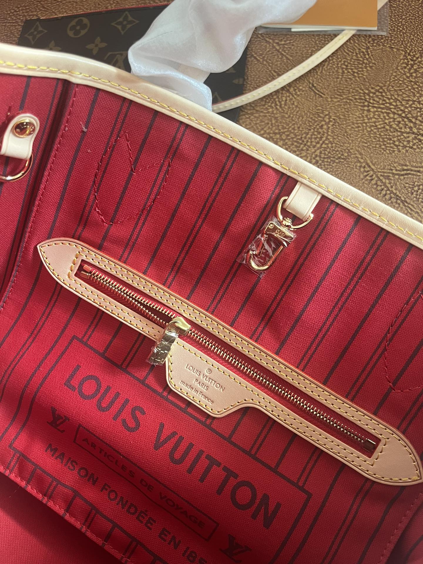Louis Vuitton Women's Classic Brown Monogram Canvas Shoulder Tote Bag with Pouch