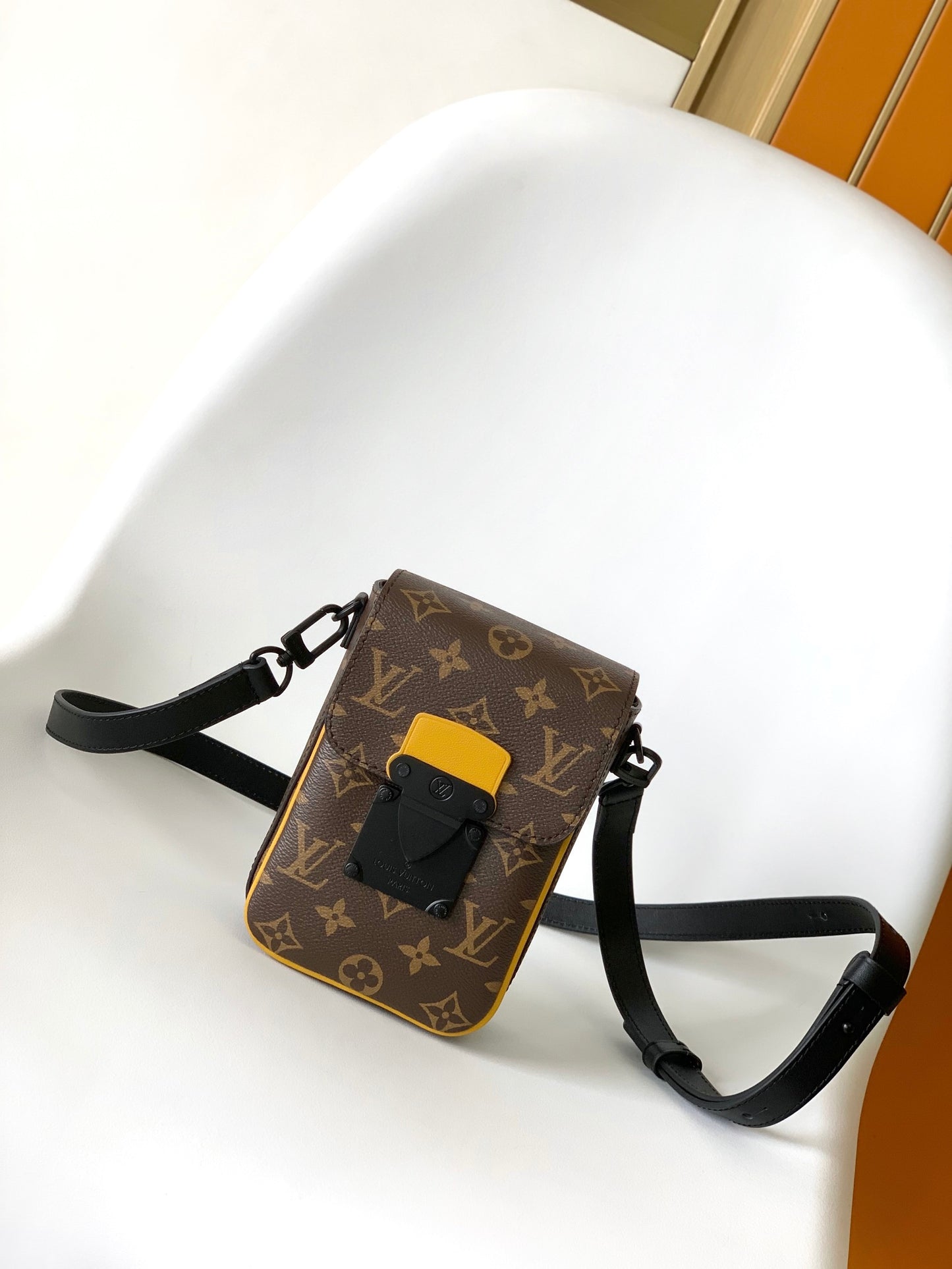 Louis Vuitton Brown Monogram Canvas Vertical Crossbody Phone Bag with Strap