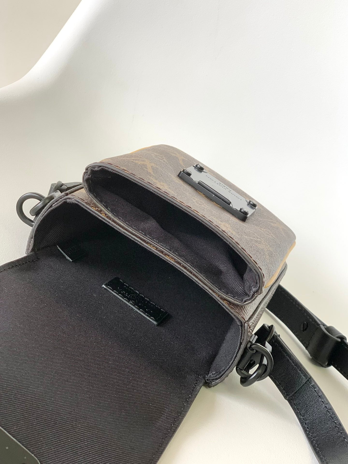 Louis Vuitton Brown Monogram Canvas Vertical Crossbody Phone Bag with Strap