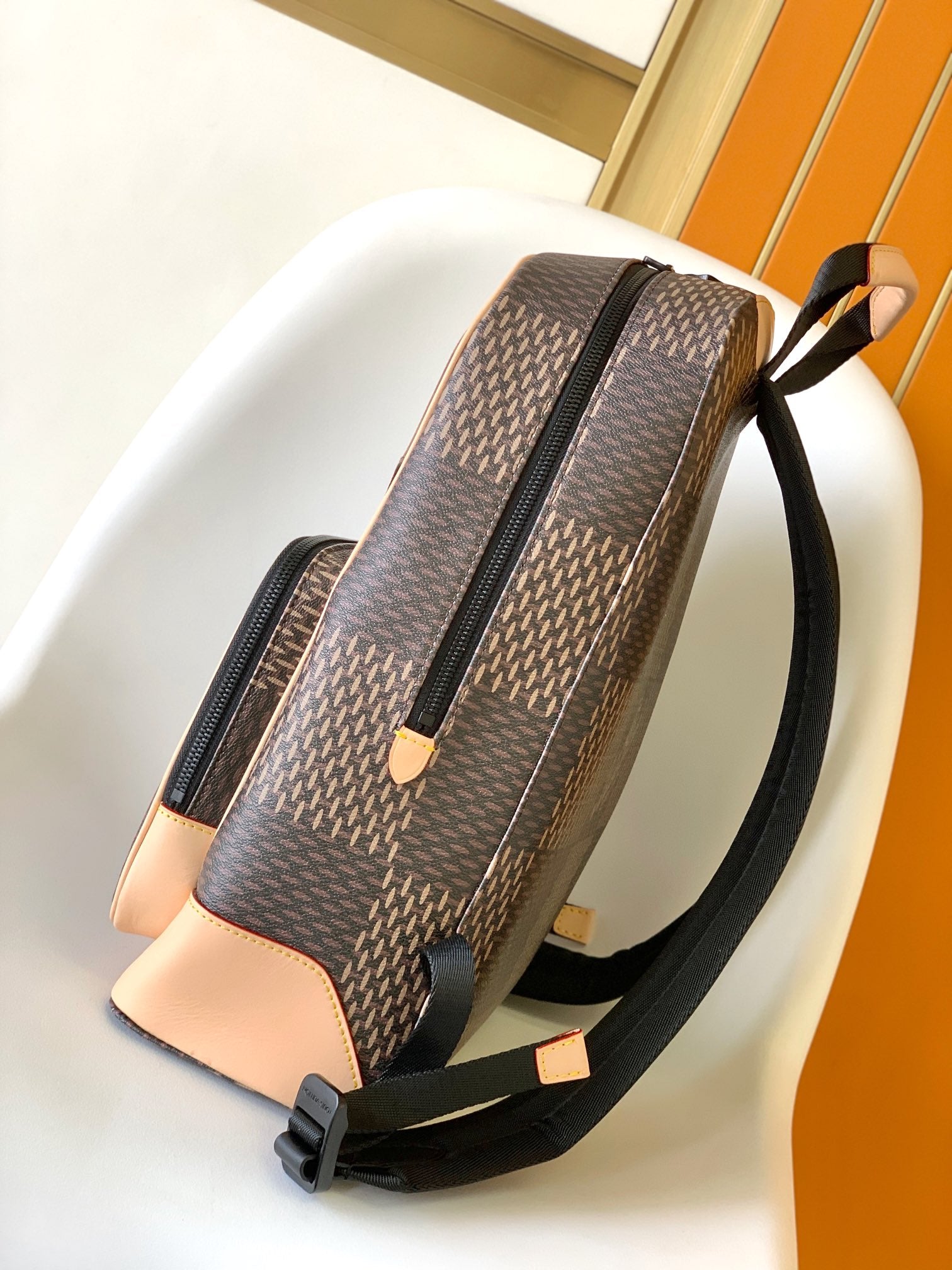 Louis Vuitton Luxury Brown Patchwork Monogram and Checkerboard Canvas Backpack