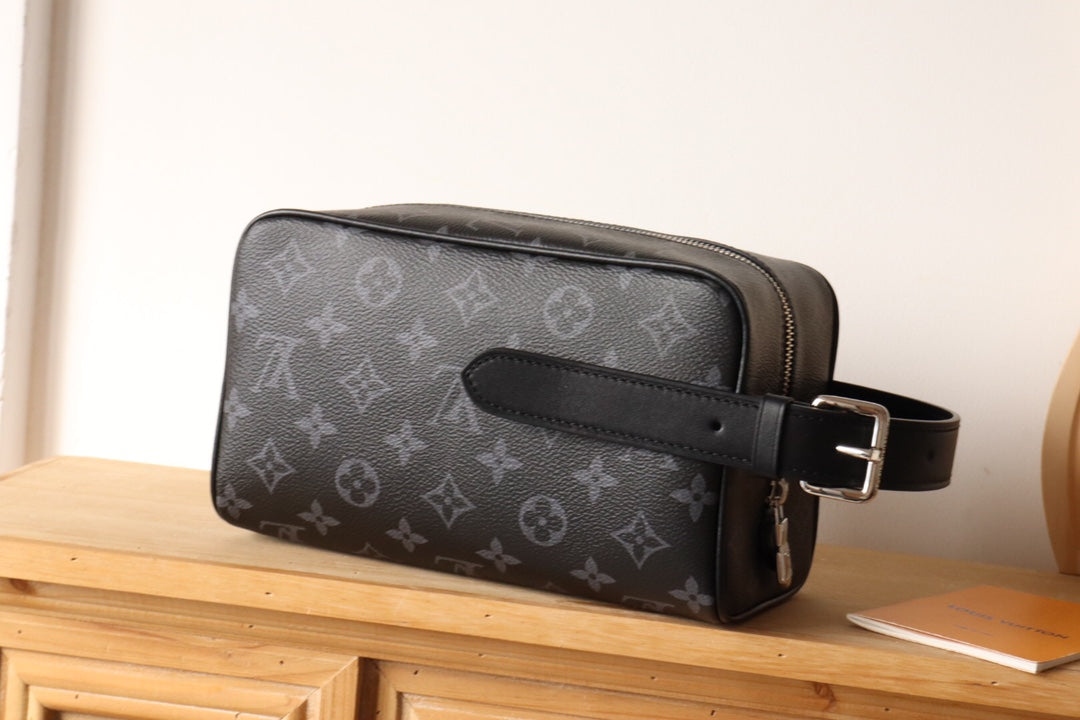 Louis Vuitton Black Monogram Toiletry Bag Luxury Travel Dopp Kit Organizer
