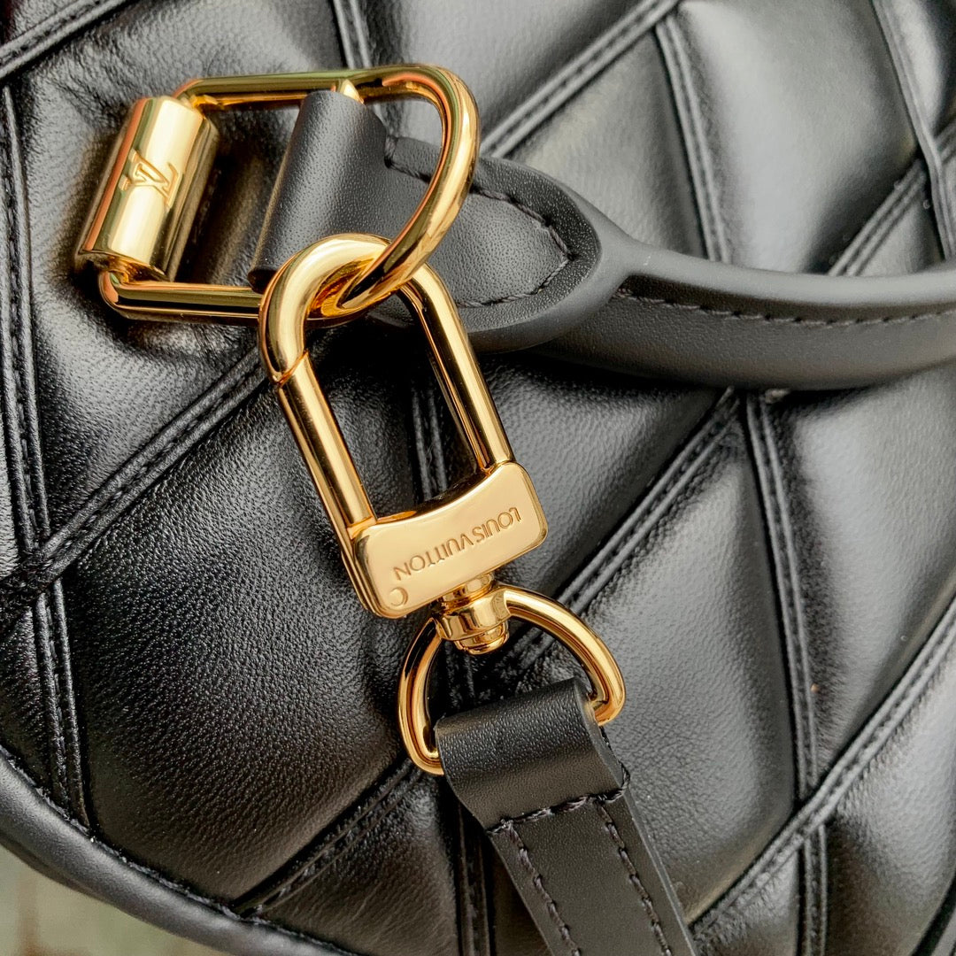Louis Vuitton Classic Black Quilted Leather Top Handle Dome Shoulder Bag